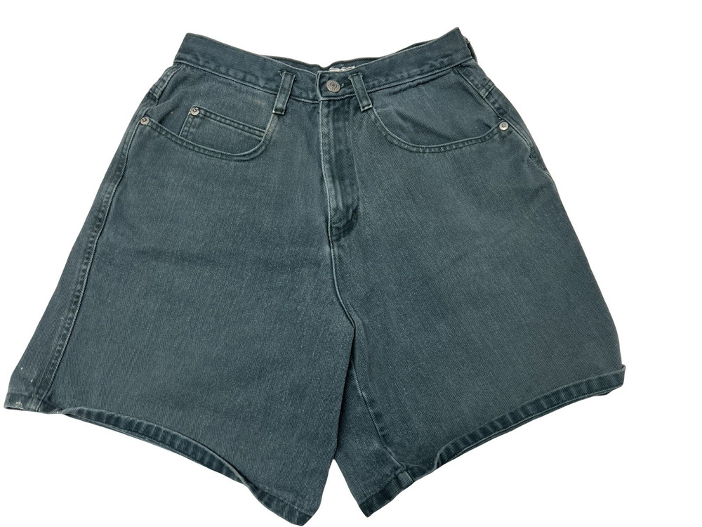 Vintage SKOOZI Faded Green Womens Denim Shorts High-Rise 90s Retro Shorts SZ 9